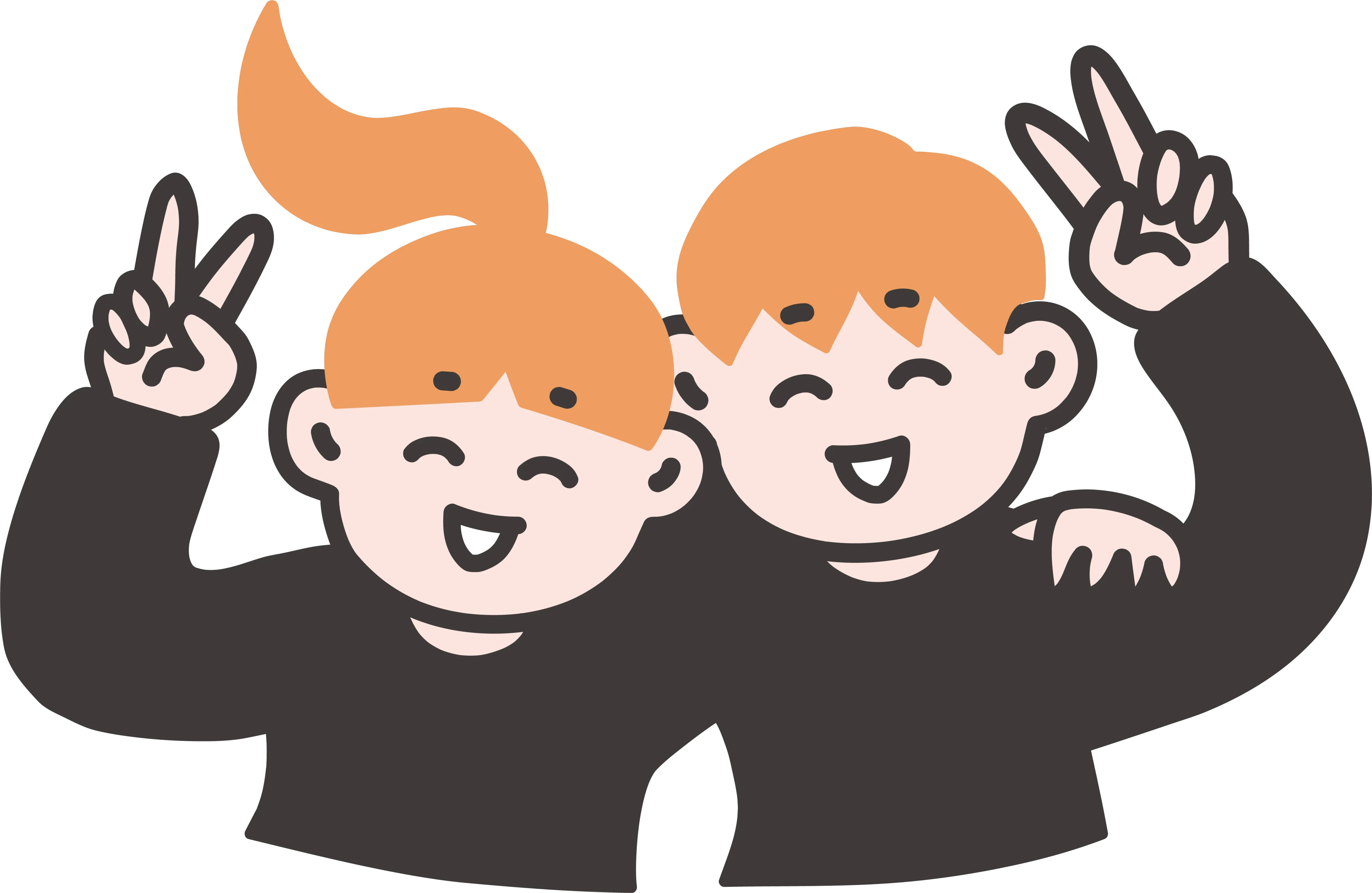 ピースする2人の画像